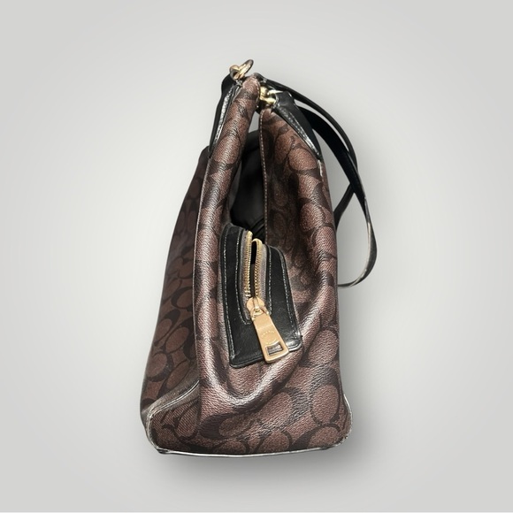 Coach Hallie Shoulder Bag In Signature Canvas Brown / Black F80298 & Wallet - Picture 4 of 16